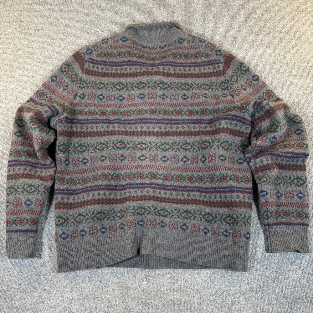 Polo Ralph Lauren Mens XL Grey Fair Isle Wool Cashmere Quarter Zip Sweater #2908 - Picture 3 of 6